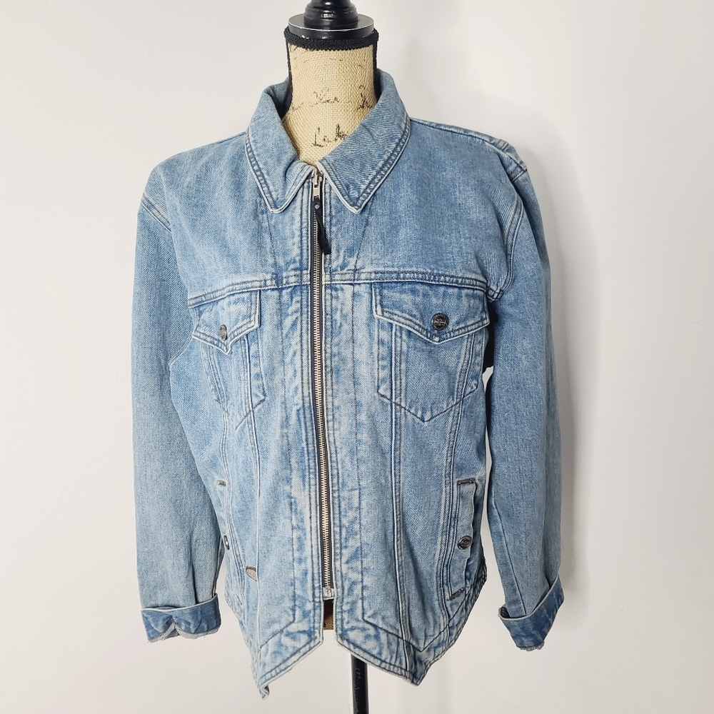 Vintage Y2K Harley Davidson Denim Embroidered Logo Jean Jacket